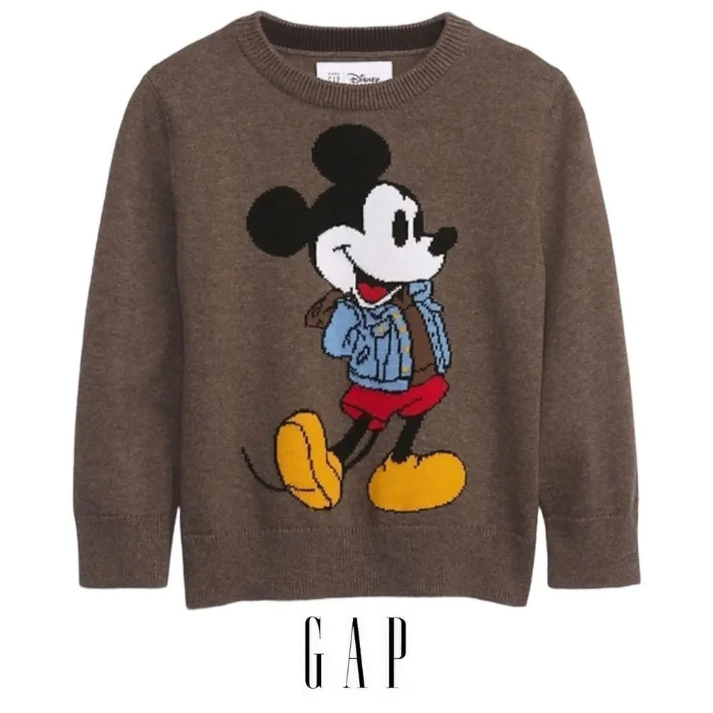 GAP Kids Disney Mickey Mouse Brown Heather Sweater NWT Sizes 2T 5T